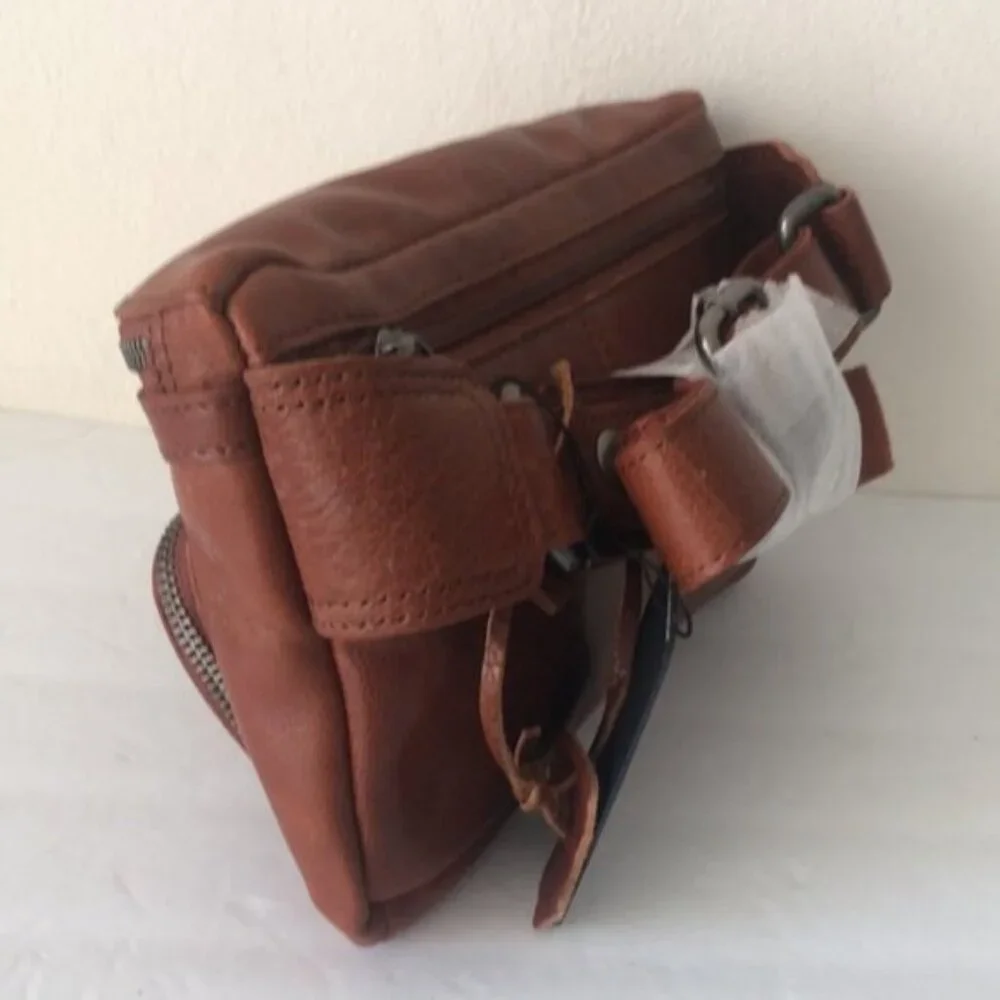 Spikes & Sparrow Leather Waist Belt Bag Pouch Fanny Pack Purse Brandy